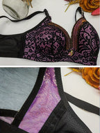 Chest-Lifting and Gathered Anti-Sagging with Thin Bra Without Rims / Sexy Lace Elegant (pink)