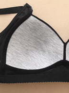 A Set of 3 Solid Color Bras Adorned with Letters, Breathable & Suitable for Summer Seasons
