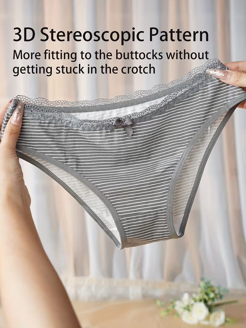 Set of 5 New 2025 Style, Mid-Rise Printed Polka Dots And Stripes,Sexy Look, Soft And Stretchy