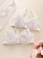 Set of 2 Women'S Bras with Underwire for Support And Shaping, Featuring Floral Lace Accents And Bow Decorations