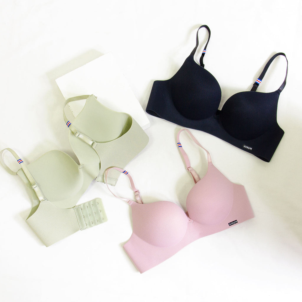 Set Of Comfort Smooth T-Shirt Invisible With Enhanced Pads & 3-Row Back Hook Push Up Bra For Women