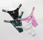Pack of 4 pcs New Design Women's Sexy Breathable Thong Low-Rise Panties Sequined Rhinestone Lace Decoration Solid Pattern