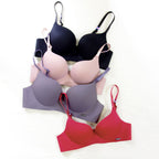 Set Of Comfort Smooth T-Shirt Invisible With Enhanced Pads & 3-Row Back Hook Push Up Bra For Women