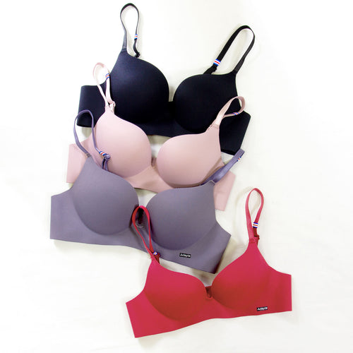 Set Of Comfort Smooth T-Shirt Invisible With Enhanced Pads & 3-Row Back Hook Push Up Bra For Women