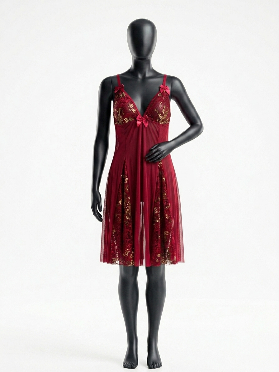 Luxe Lace Mesh Chemise & Thong Set