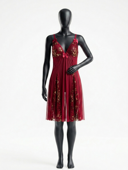 Luxe Lace Mesh Chemise & Thong Set