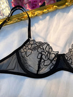 Classical Black Underwear Set Transparent Sexy Bras For Women Fairy Lingerie Kit Ultra Thin 
