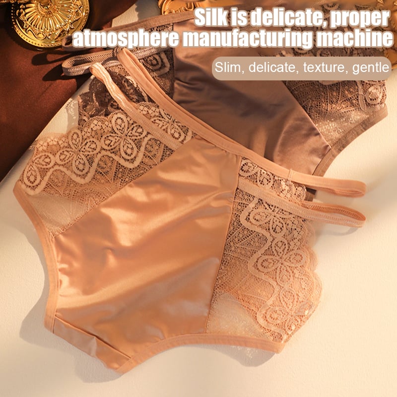🌷(4 PCS) Sexy Seamless Double Strap Lace Silk Care Panties