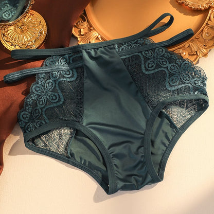 🌷(4 PCS) Sexy Seamless Double Strap Lace Silk Care Panties
