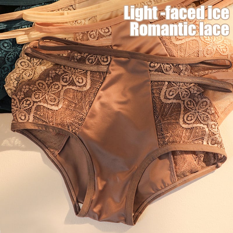 🌷(4 PCS) Sexy Seamless Double Strap Lace Silk Care Panties