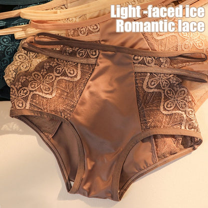 🌷(4 PCS) Sexy Seamless Double Strap Lace Silk Care Panties