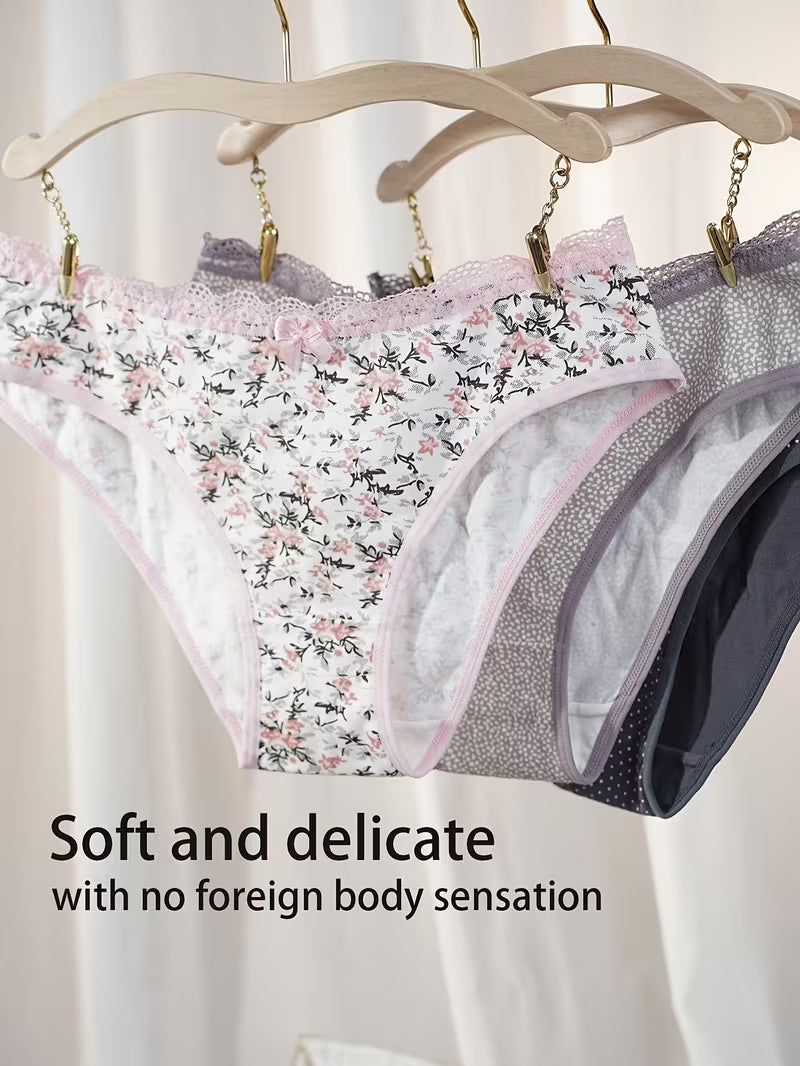 Set of 5 New 2025 Style, Mid-Rise Printed Polka Dots And Stripes,Sexy Look, Soft And Stretchy