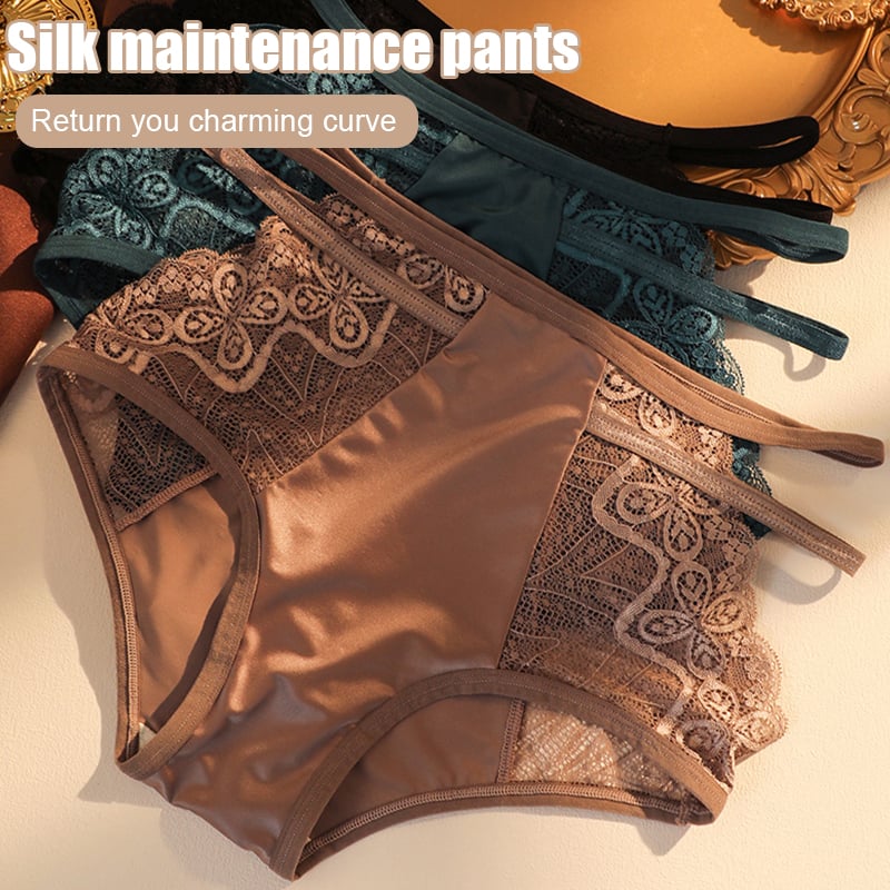 🌷(4 PCS) Sexy Seamless Double Strap Lace Silk Care Panties