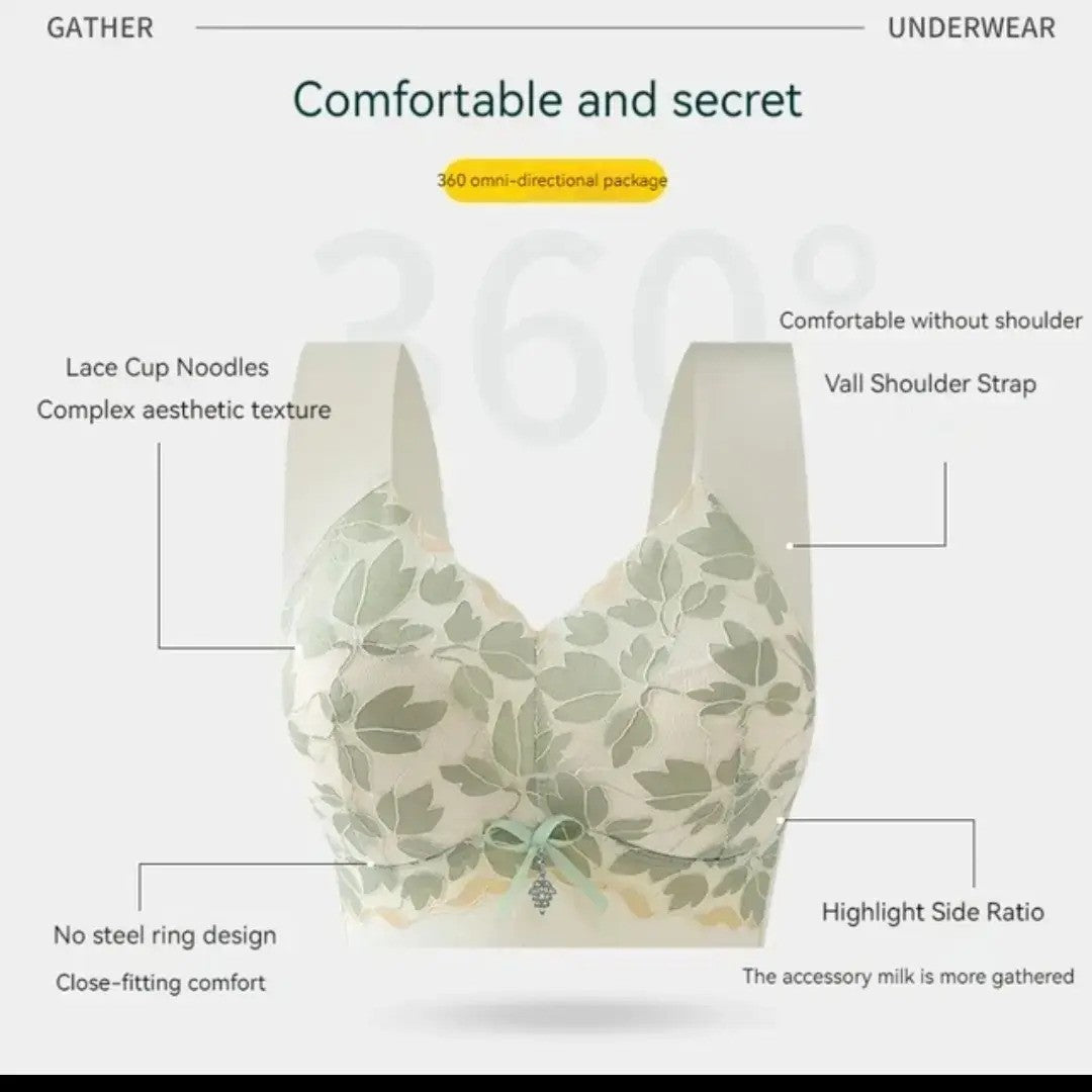 Pack of 5 Pcs Floral Lace Beautiful Wireless sport Seemless anti sagging vest Bra for women
