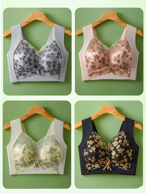 Pack of 5 Pcs Floral Lace Beautiful Wireless sport Seemless anti sagging vest Bra for women