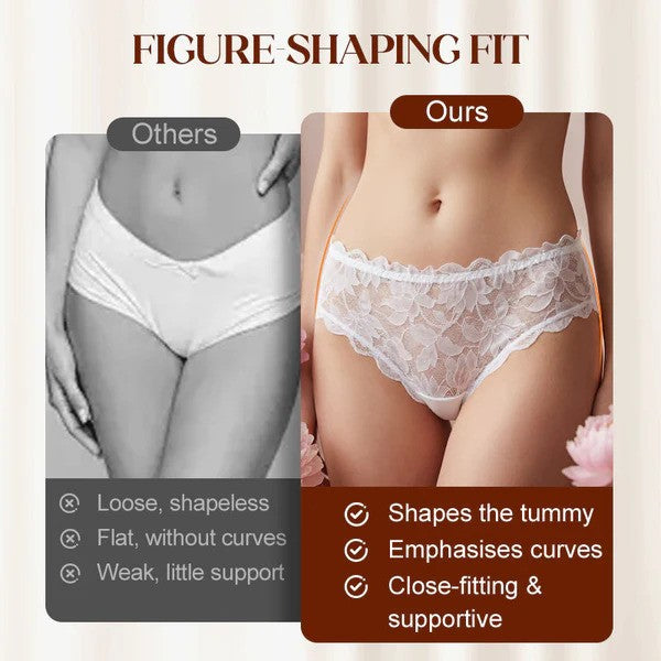 Pack Of 5 Pure Feminine Elegance Satin Floral Lace Comfortable Panties For Women