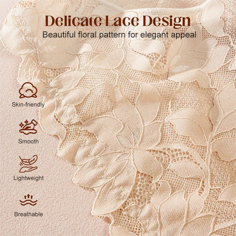 Pack Of 5 Pure Feminine Elegance Satin Floral Lace Comfortable Panties For Women