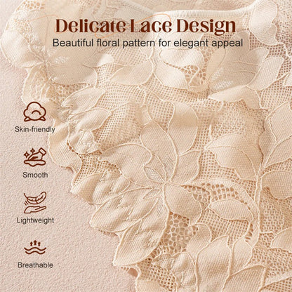 Pack Of 5 Pure Feminine Elegance Satin Floral Lace Comfortable Panties For Women