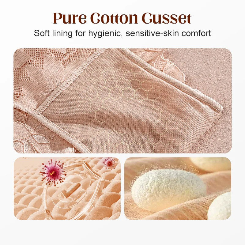 Pack Of 5 Pure Feminine Elegance Satin Floral Lace Comfortable Panties For Women