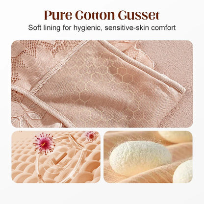 Pack Of 5 Pure Feminine Elegance Satin Floral Lace Comfortable Panties For Women