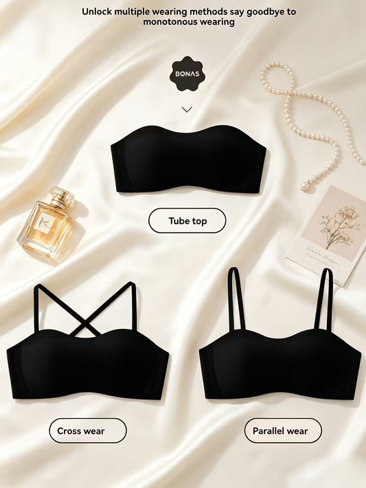3pcs Combo Set Strapless 3 Way Use Anti-Slip Seamless Tube Bandeau Padded Bra