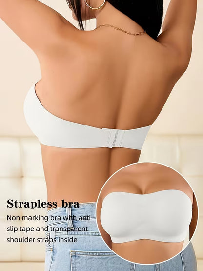 3pcs Combo Set Strapless 3 Way Use Anti-Slip Seamless Tube Bandeau Padded Bra