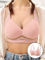 A Set of 3 Solid Color Bras Adorned with Letters, Breathable & Suitable for Summer Seasons